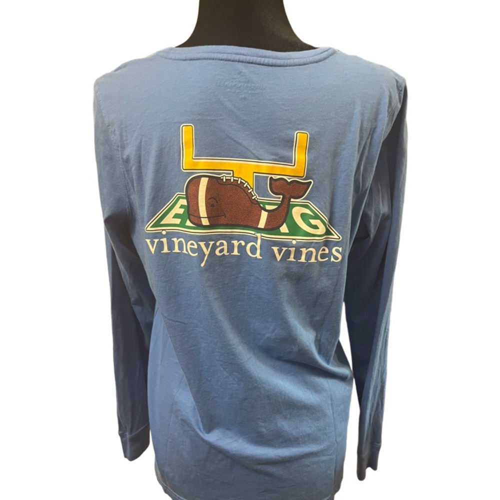 Vineyard Vines Tide Blue Long Sleeve Whale Football Logo Size M